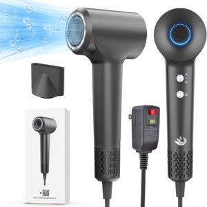 KARFUN Hair Dryer, 110000 RPM High-Speed Brushless Motor Fast Drying Blow Dryer, 57dB Low Noise Hair Dryer for Home or Travel, 3 Temps & 2 Speeds (Gray)