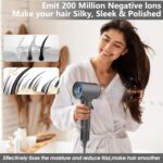 KARFUN Hair Dryer, 110000 RPM High-Speed Brushless Motor Fast Drying Blow Dryer, 57dB Low Noise Hair Dryer for Home or Travel, 3 Temps & 2 Speeds (Gray) - 图片 2