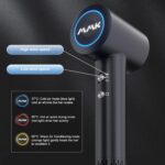 MMK Asciugacapelli Ionico, Phon Capelli Professionale, Phon da 200 Milioni di Ioni Negativi, Asciugatura Rapida 110000 giri/min ad Alta Velocità per Asciugatura Rapida, 57dB Rumore Basso per Viaggi - 图片 4
