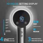 Hair Dryer with Diffuser Ion Hair Dryer 1500W HD Display Temperature Touchscreen Hair Dryer Ion Hair Dryer 4 Temperature Levels and 3 Speed Levels - 图片 5