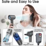 KARFUN Hair Dryer, 110000 RPM High-Speed Brushless Motor Fast Drying Blow Dryer, 57dB Low Noise Hair Dryer for Home or Travel, 3 Temps & 2 Speeds (Gray) - 图片 7