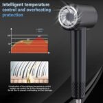 MMK Asciugacapelli Ionico, Phon Capelli Professionale, Phon da 200 Milioni di Ioni Negativi, Asciugatura Rapida 110000 giri/min ad Alta Velocità per Asciugatura Rapida, 57dB Rumore Basso per Viaggi - 图片 3