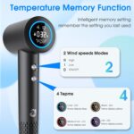 KARFUN Phon Capelli Professionale, 1500W Asciugacapelli Ionico Professionale, 400 Milioni di Ioni Negativi, 110000 RPM Asciugatura Rapida, Regolazione Intelligente Temperatura, Basso Rumore - 图片 5