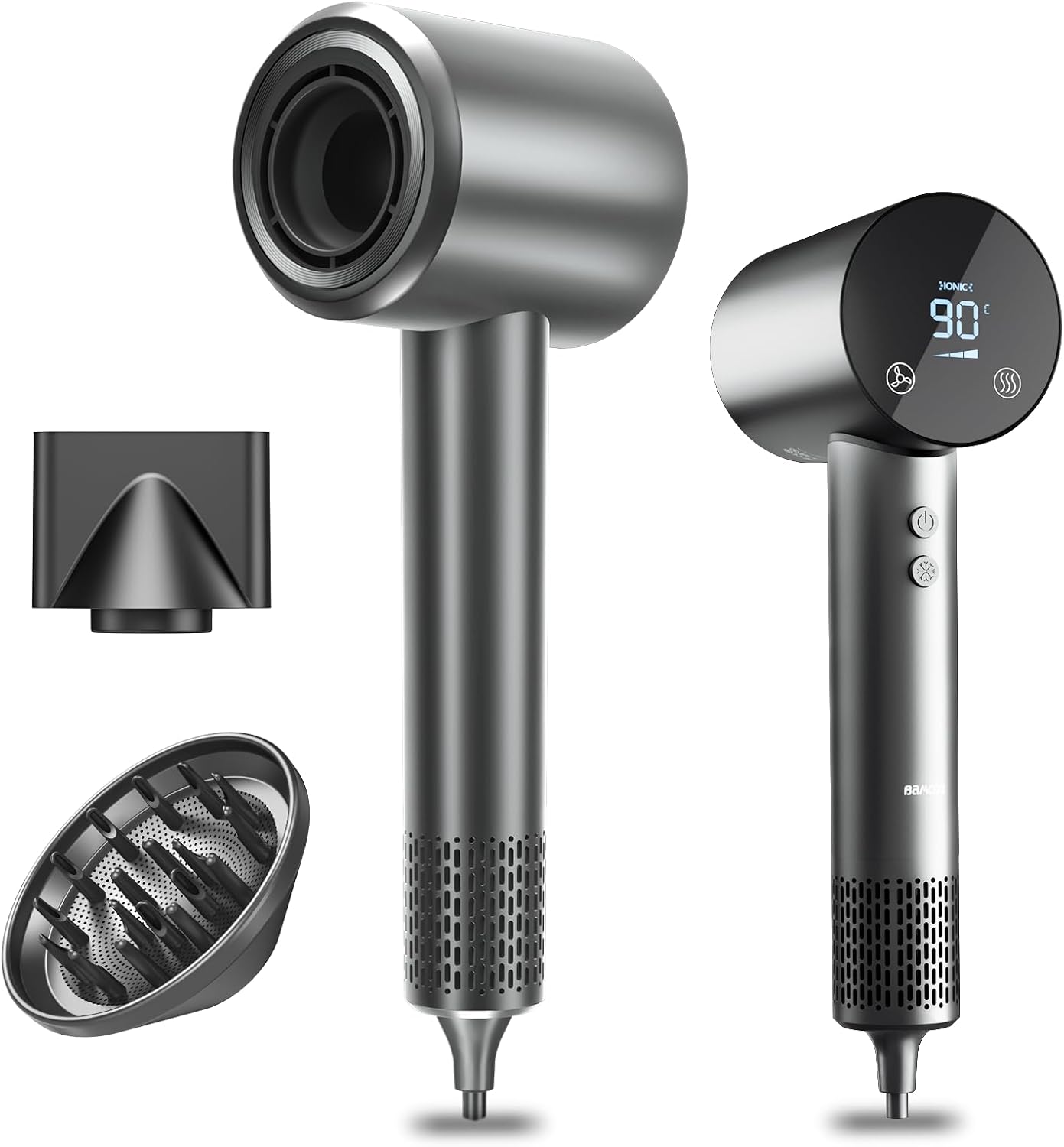 61nUgK1Hl9L._AC_SL1500_ Hair Dryer with Diffuser Ion Hair Dryer 1500W HD Display Temperature Touchscreen Hair Dryer Ion Hair Dryer 4 Temperature Levels and 3 Speed Levels - 图片 1