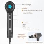 Hair Dryer, Ion Hair Dryer, 400 Million Plasma Hair Dryer, 110,000 rpm, Brushless Motor, Quick Drying Hair Dryer, 57 dB Low Noise Hair Dryer, Intelligent Thermostat Hair Dryer for Travel, Home - 图片 5