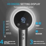 Hair Dryer with Diffuser Ion Hair Dryer 1500W HD Display Temperature Touchscreen Hair Dryer Ion Hair Dryer 4 Temperature Levels and 3 Speed Levels - Image 5