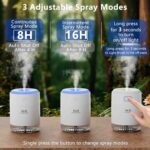 SZO Portable Mini Humidifier, 500ML USB Personal Cool Mist Humidifiers for Bedroom Office Travel Desk, Whisper Quiet 20dB with 2 Mist Modes & Auto Shut-Off, Small Desktop Humidifier - Image 2