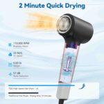 TQQ Hair Dryer, 200 Million Negative Ion Hair Dryer, 110,000 rpm, Brushless Motor, Quick Drying Hair Dryer, 57 dB Low Noise Hair Dryer for Home, Travel - Image 8